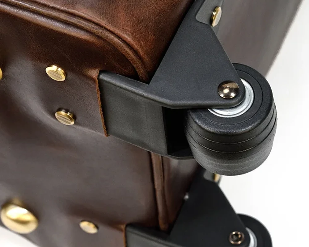 leather luggage with wheels