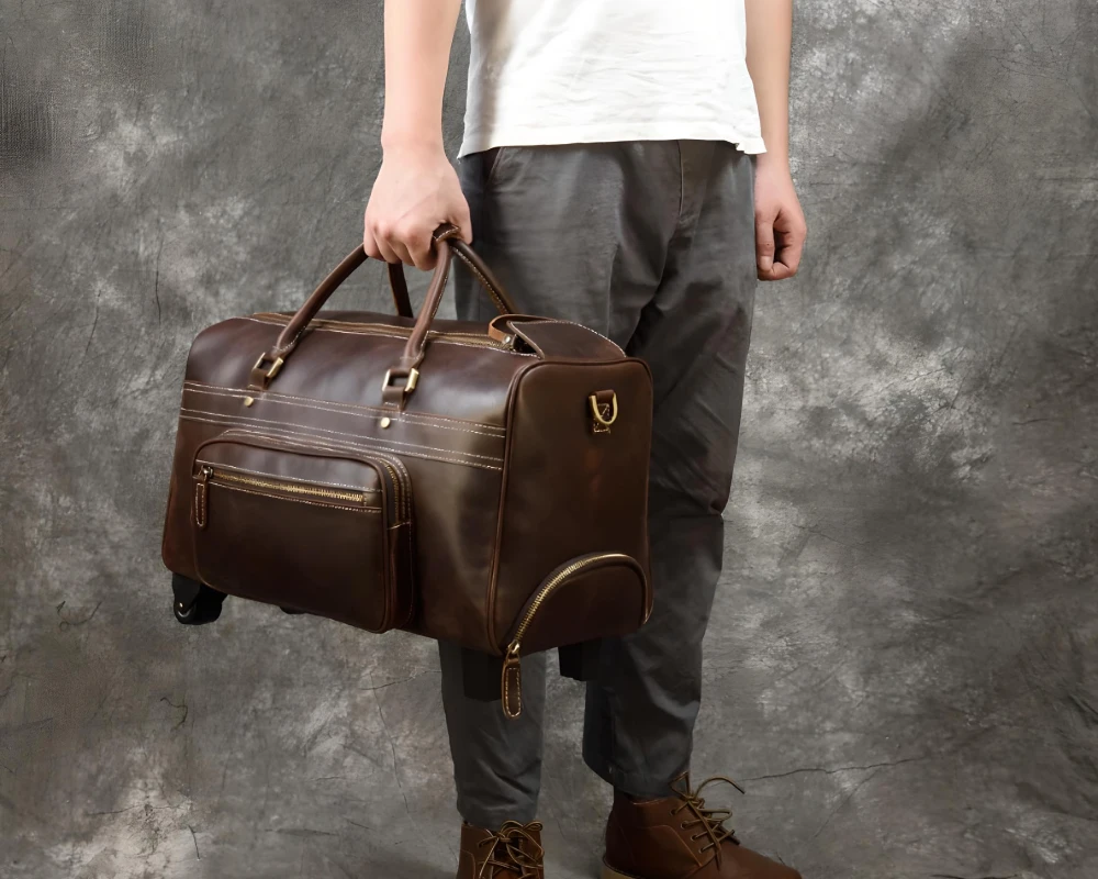 leather suitcase carry on