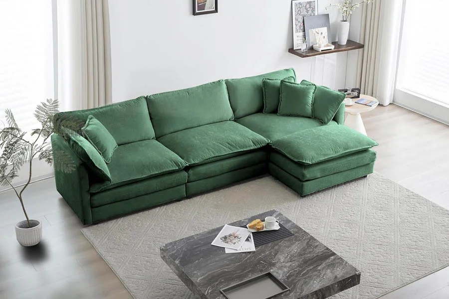 Large Sectional Couch with Ottoman